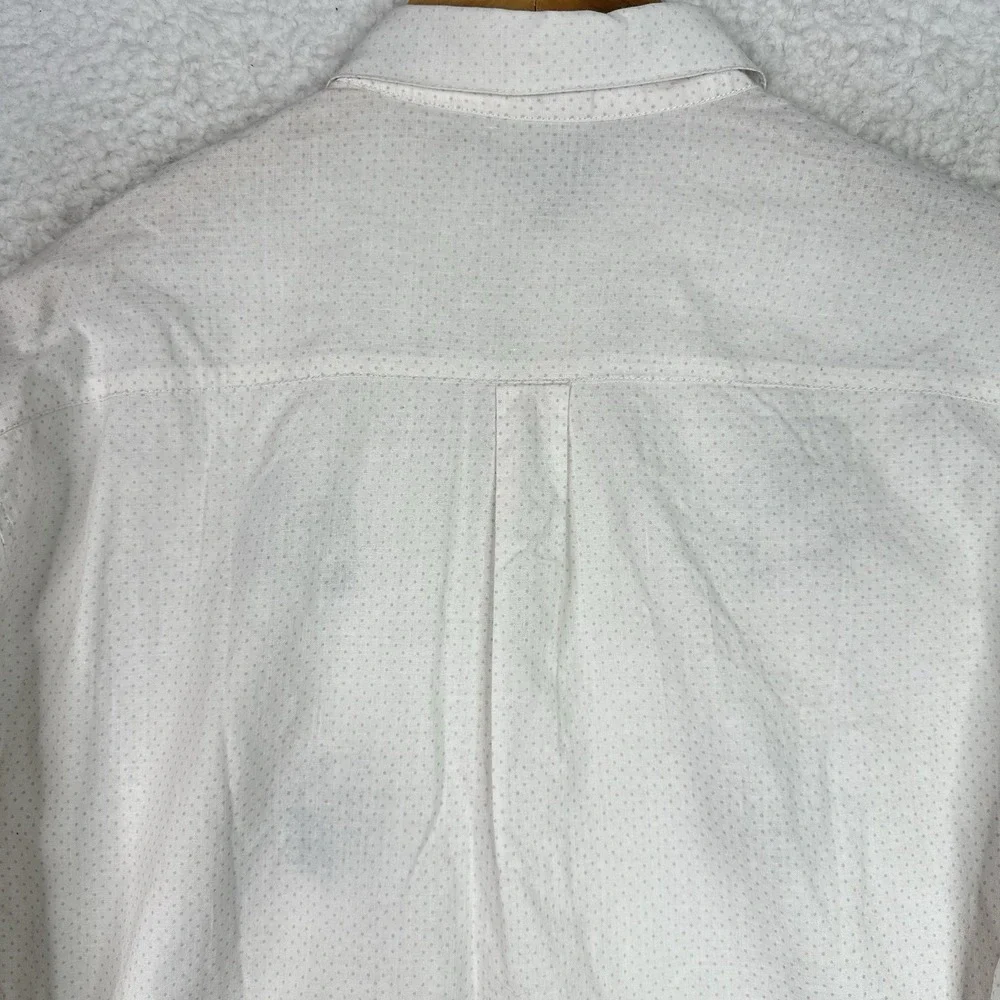 Vintage Panda Bamboo Embroidered Button Down Shirt White Mini Polka Dots Mens‎ M